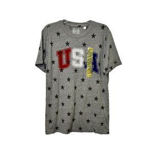 Royce Brand Womens USA Star Graphic‎ T-Shirt Medium Heather Gray Short Sleeve